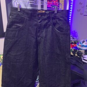 Rare Vintage South Pole Black Denim with Gold Accents and Embroidery